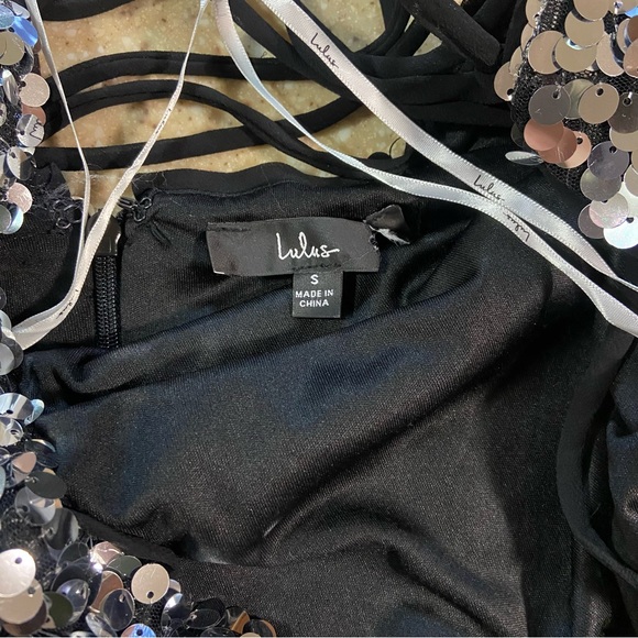 NWOT Lulus Superior Shine Silver Sequin Lace-Up Midi Bodycon Dress - Picture 9 of 11